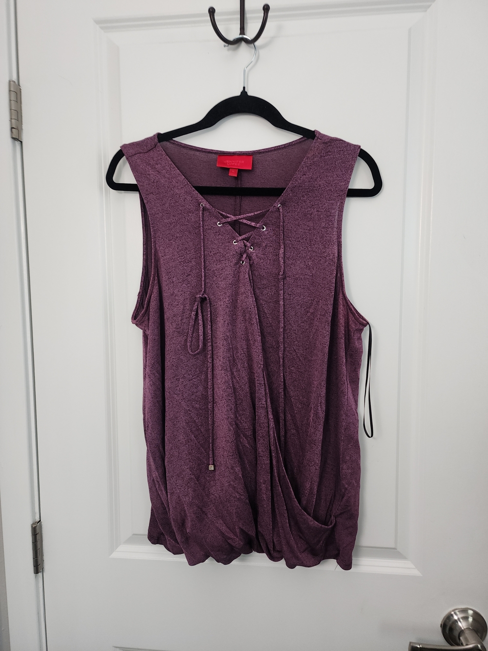 5/$25 Jennifer Lopez Plum Lace-Up Draped Tank